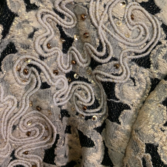 Reba Black and Cream Floral Lace Blazer Jacket Size L - Picture 2 of 6